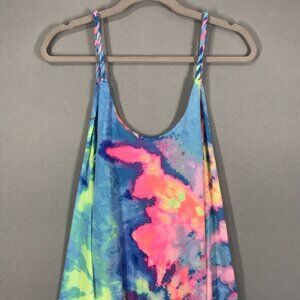 Cloud Chaser Tank Dress Womens XL Blue Pink Tie Dye Pullover Mini Scoop Spaghett